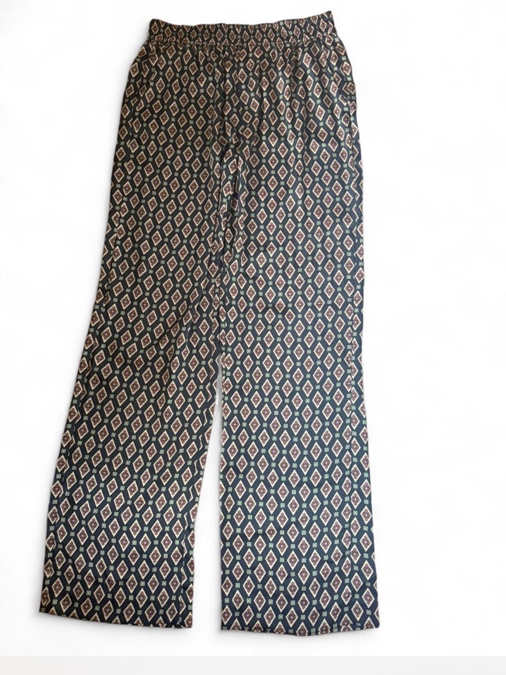 Zara Black Geometric-Print Elastic Waist Trousers